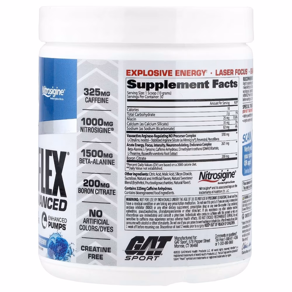 GAT Sport Nitraflex Blue Raspberry 30 Servings 2