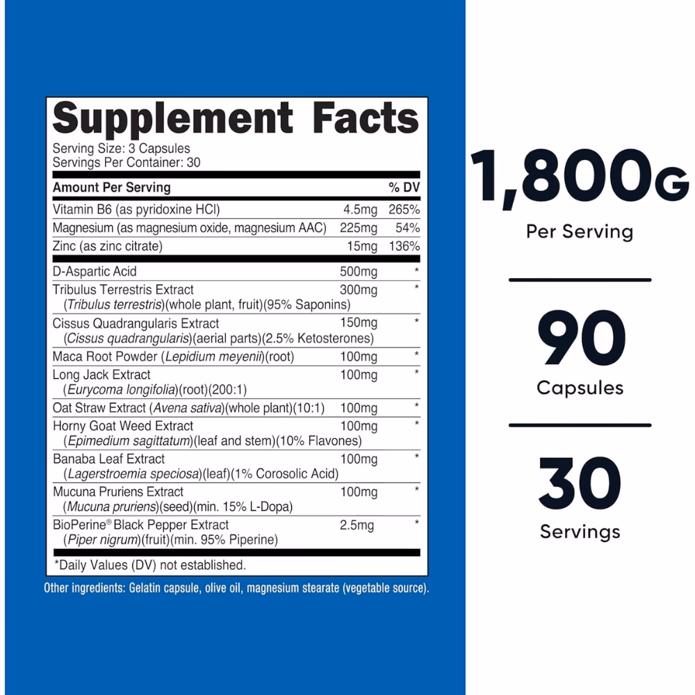 Nutricost Testosterone Complex 1800mg-90 Capsules 2