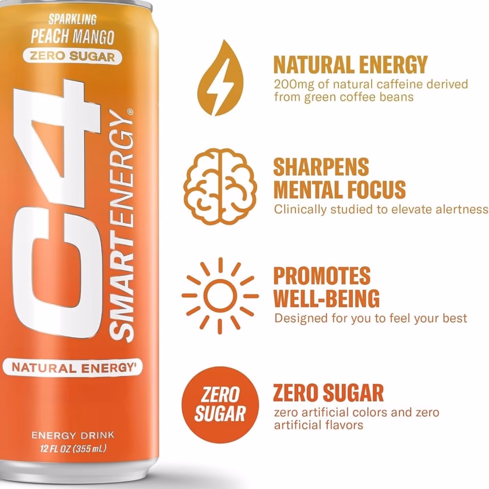 Cellucor C4 Smart Energy Drink 355ml - Peach Mango Flavour 3