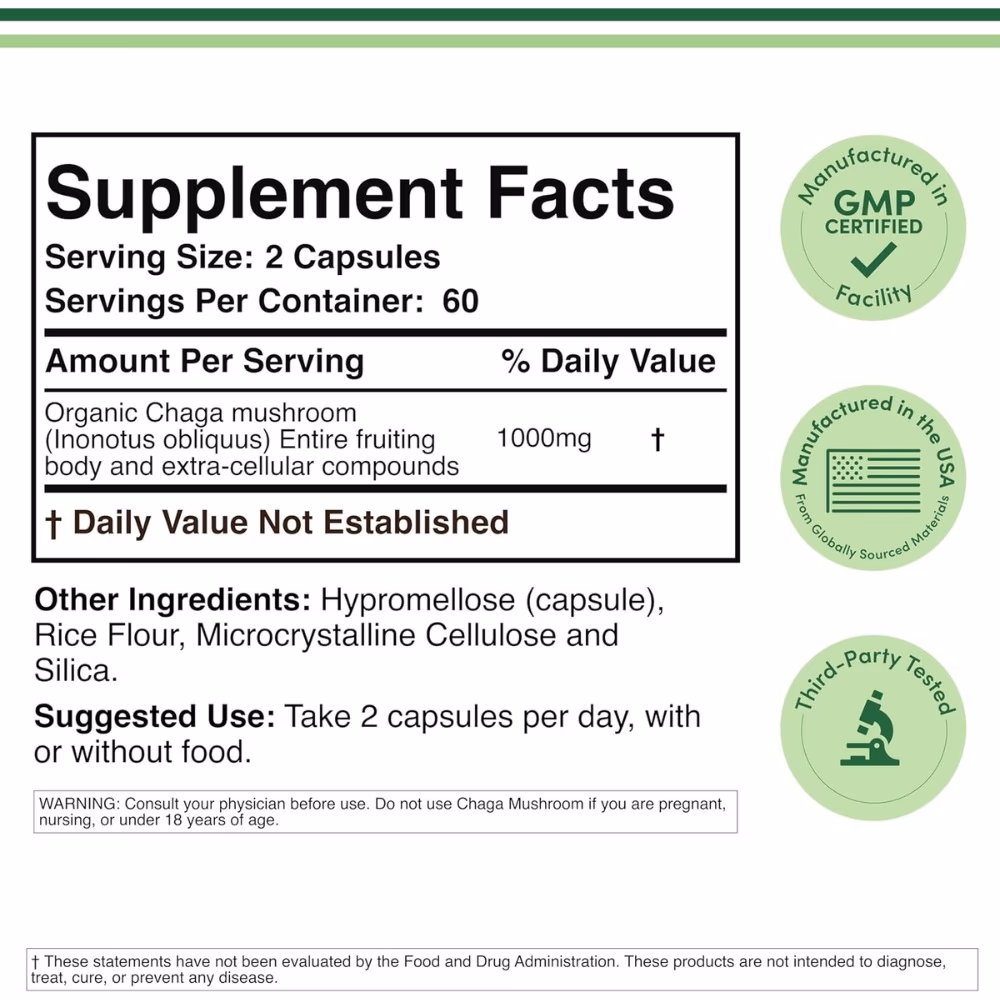 Double Wood Chaga 1000mg 120 Capsules 2