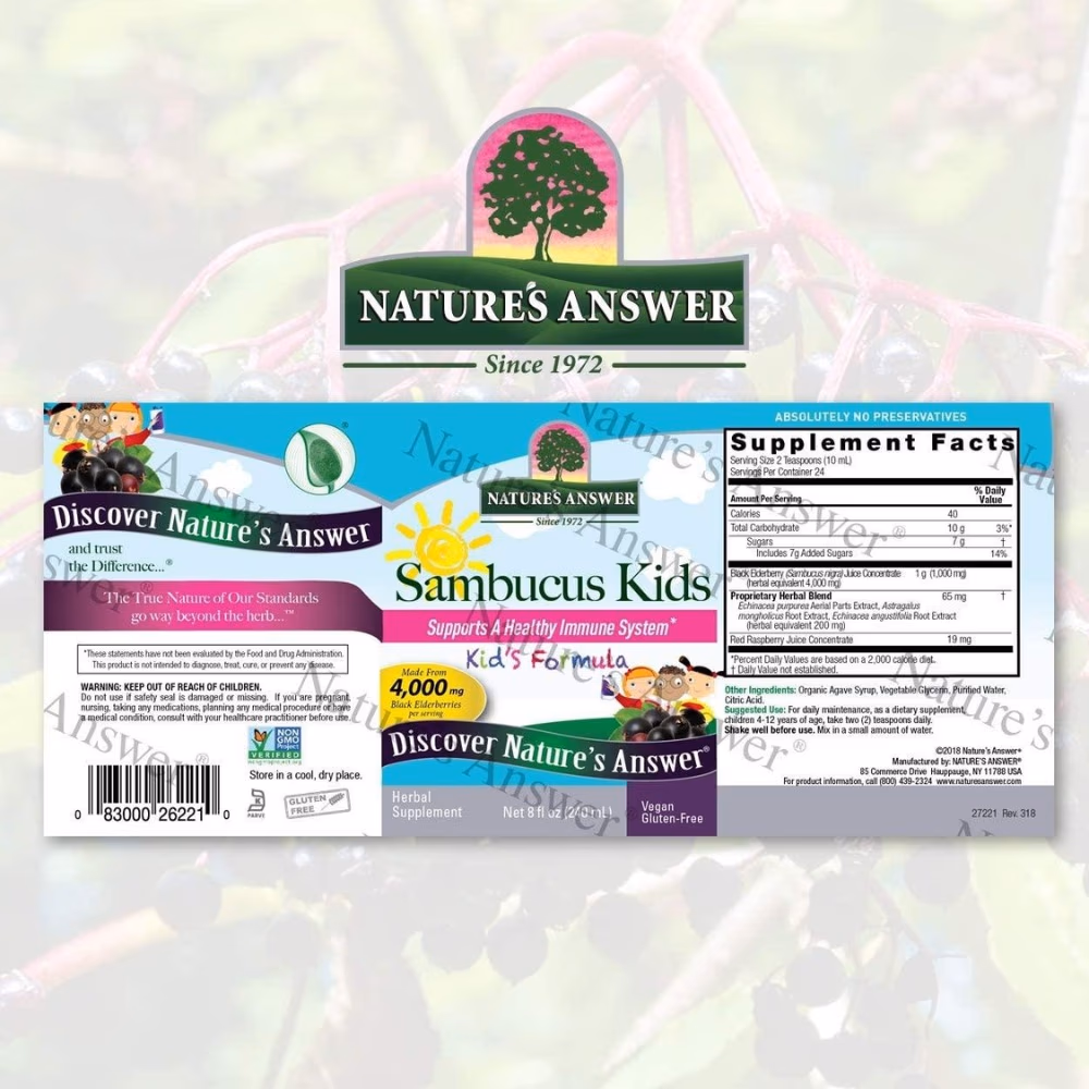 Natures Answer Sambucus Kids Formula 4000mg Liquid-240 ml 4