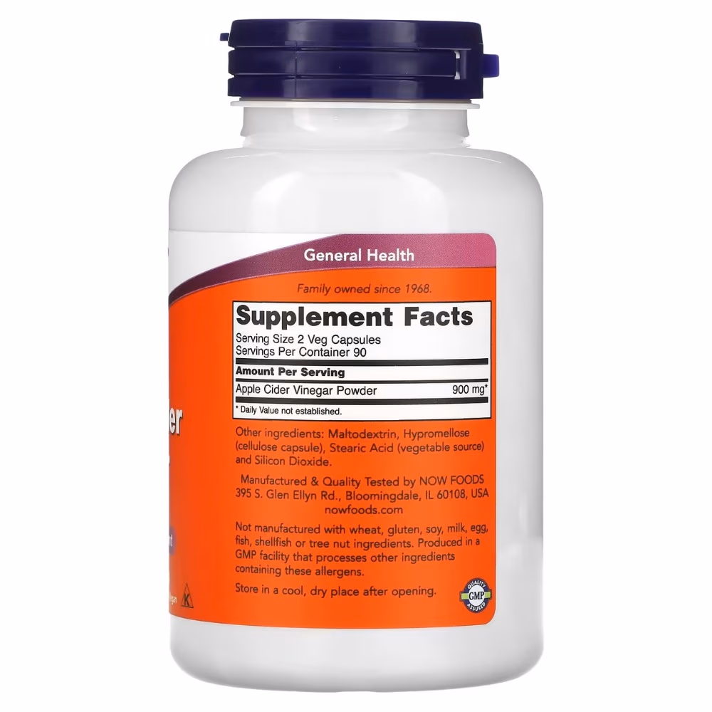 NOW Foods Apple Cider Vinegar 450Mg 180S 2