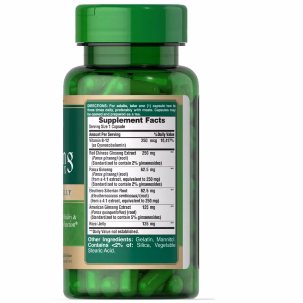 Puritans Pride Ginseng Complex with Royal Jelly – 50 Capsules 2
