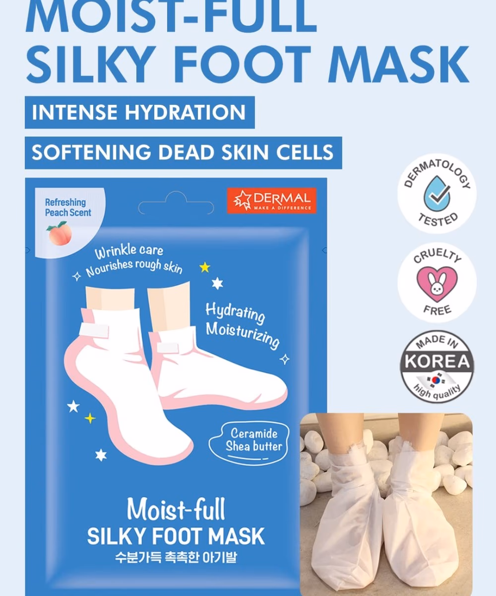 Dermal Moist Full Silky Foot Mask (Peach) 2