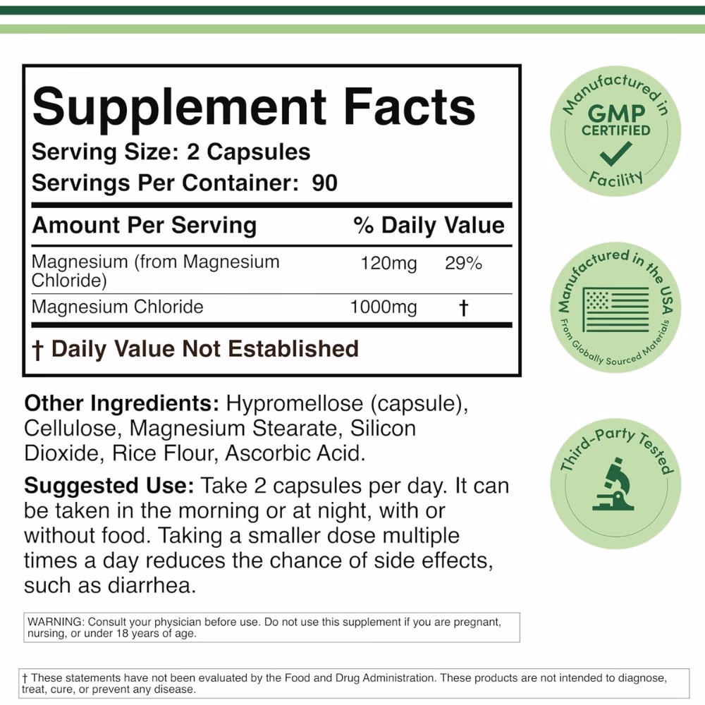 Double Wood Magnesium Chloride 1000 mg-180 Capsules 2