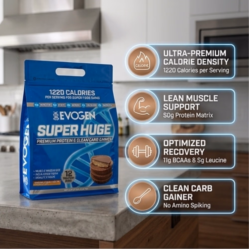 Evogen Super Huge Chocolate Peanut Butter 12lb – Mass Gainer Powder 3