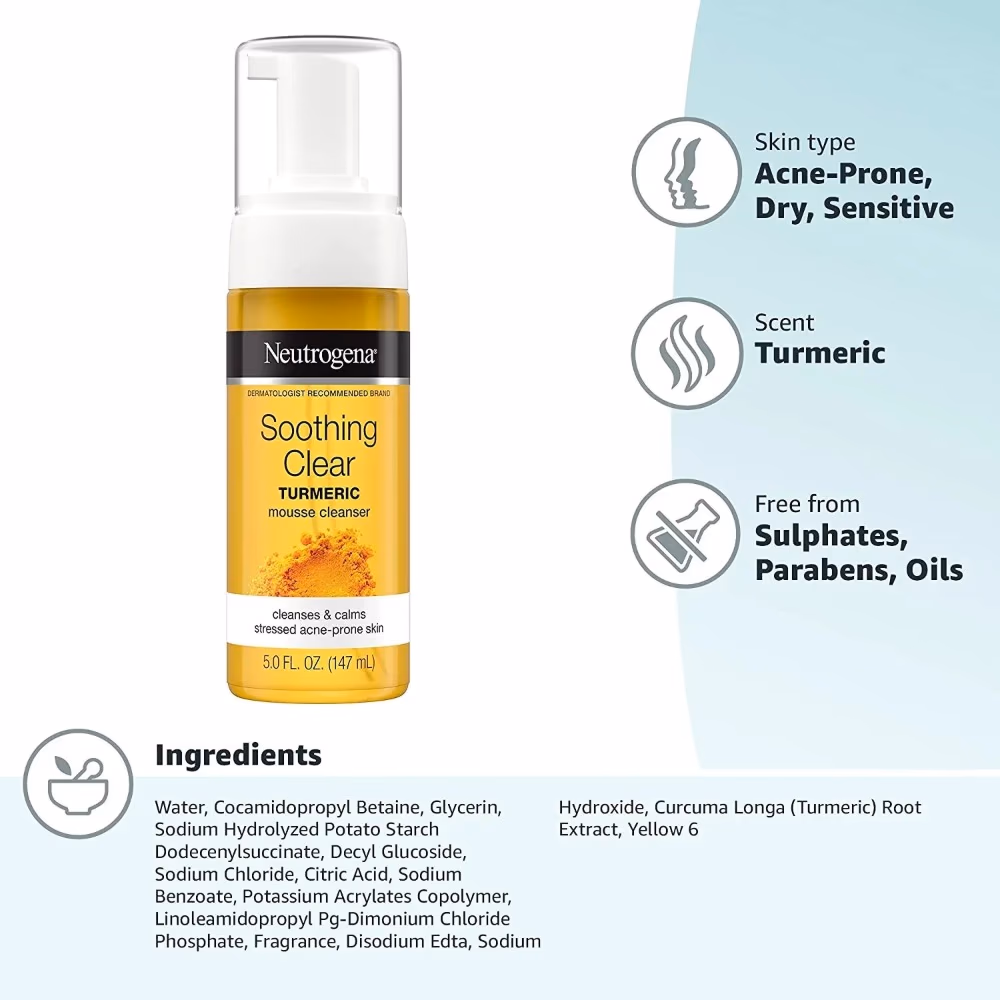 Neutrogena Clear Soothe Turmeric Mousse Clearner 150ml 2