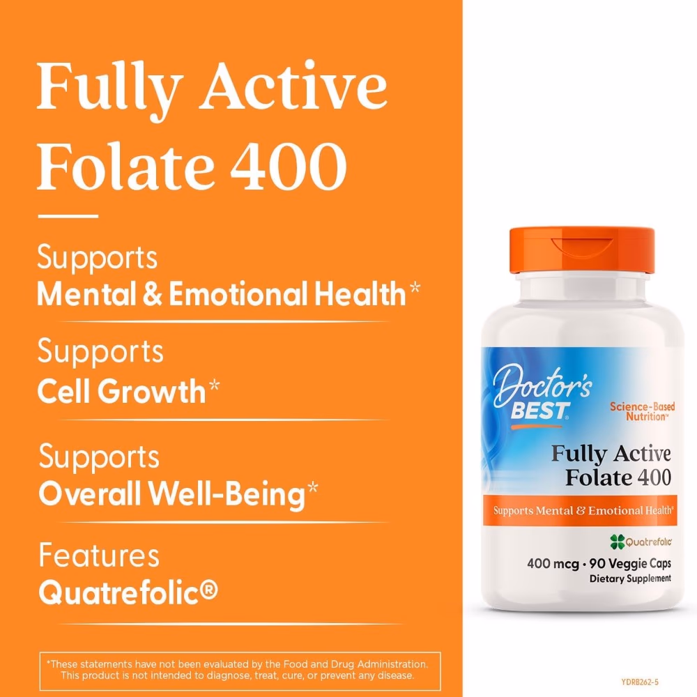 Doctor's Best Full Active Folate 400mcg, 90 Vegetarian Capsules 3