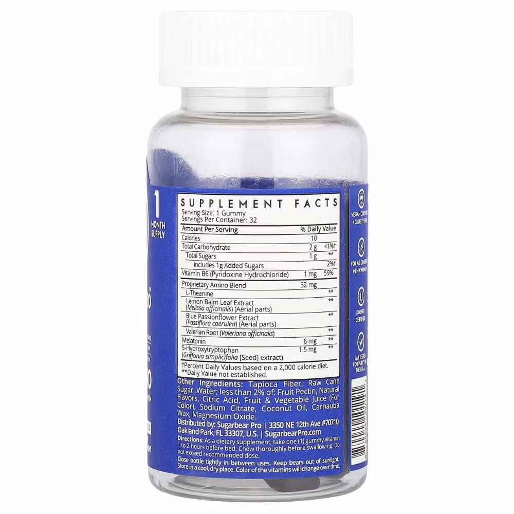 SugarBear Pro Sleep 5-HTP Amino 32 Gummies - 1 Month Supply 2