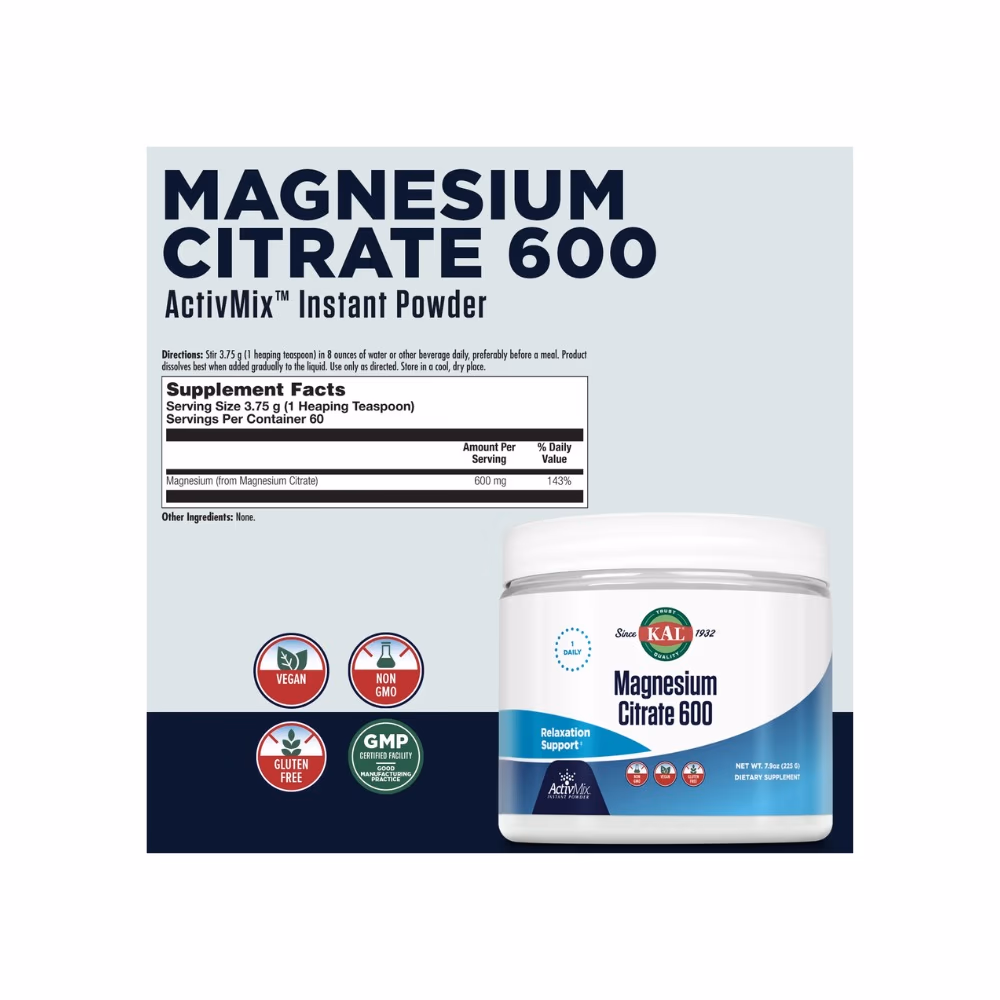  KAL Magnesium Citrate 600 Powder 225g 3