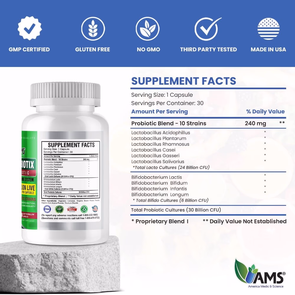 AMS Florabiotix 30Billion live probiotics 30 Capsules 3