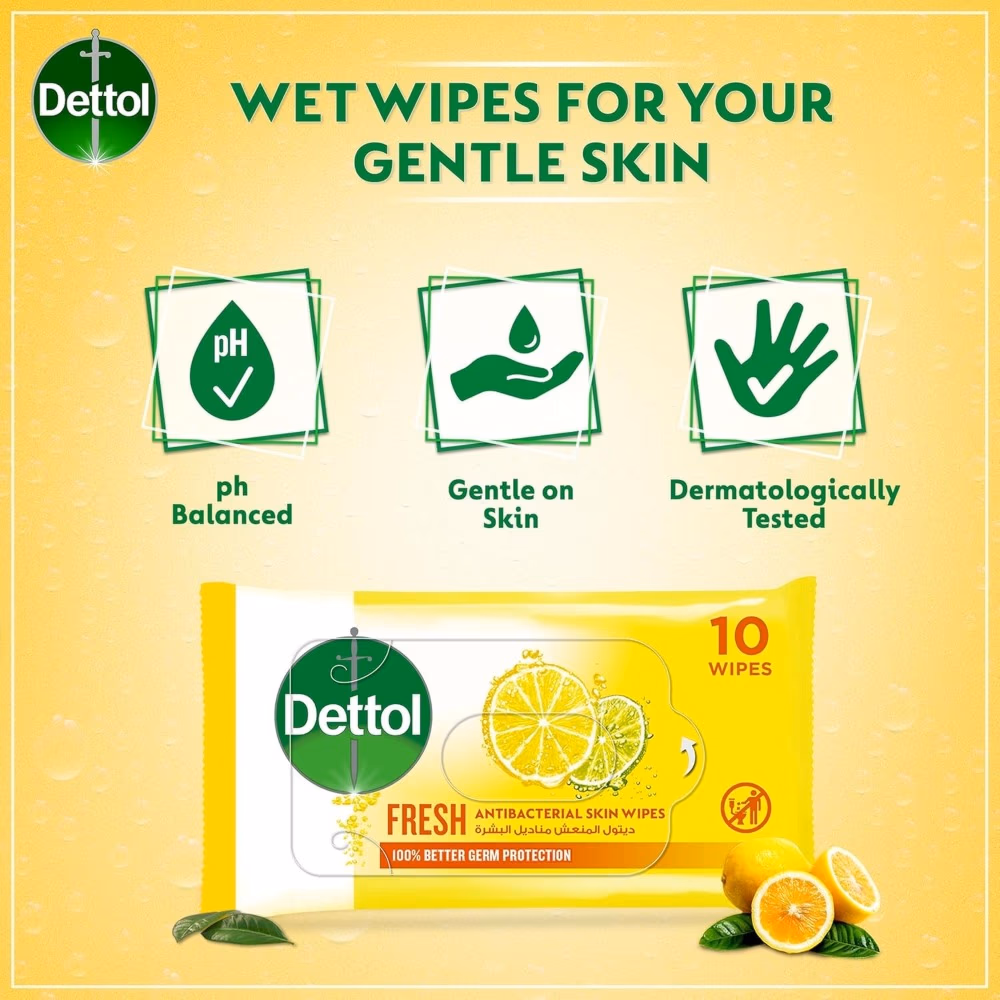 Dettol Antibacterial Fresh Wipes 10s 3