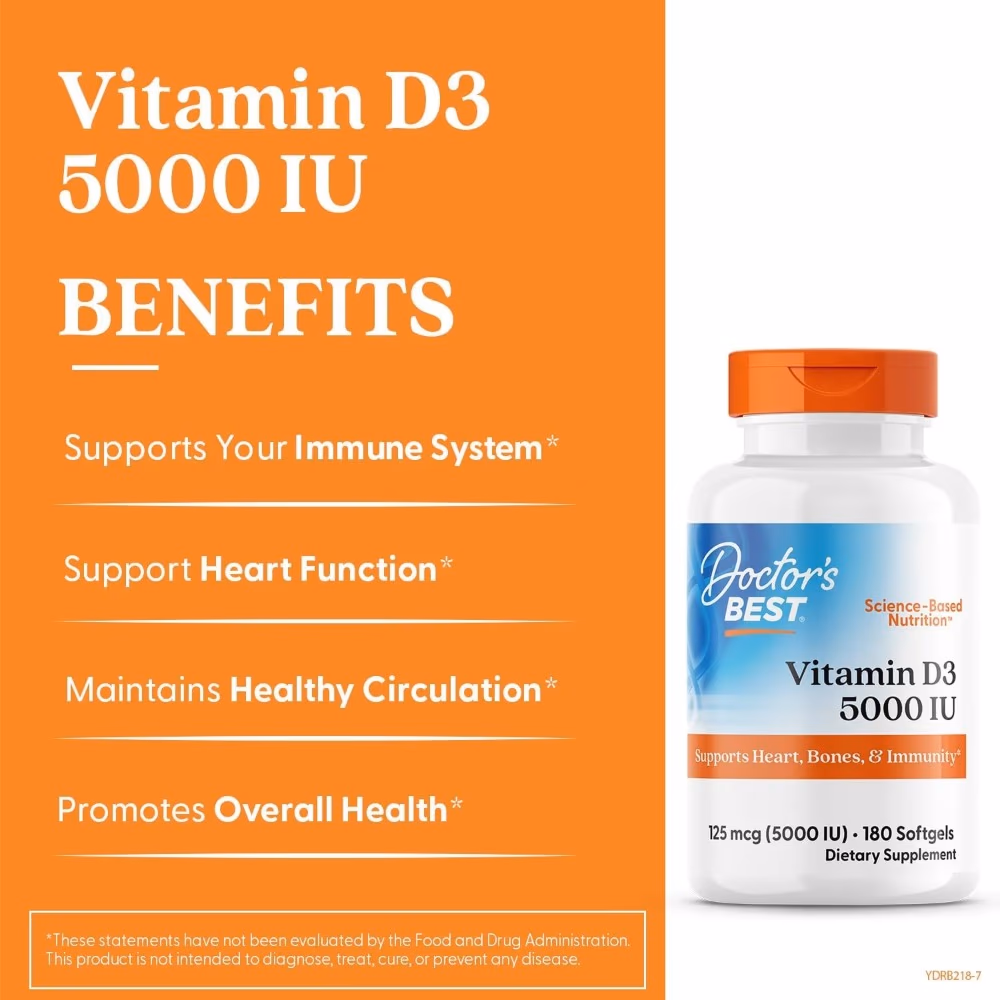 Doctor's Best Vitamin D3 5000 IU, 180 Softgels 3