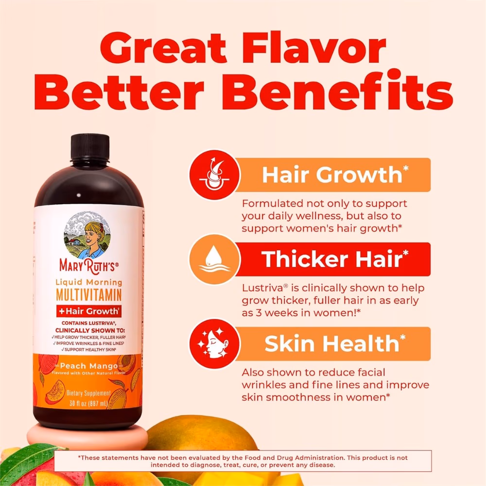 Mary Ruth’s Multivitamin Hair Growth Peach Mango 887ml 4