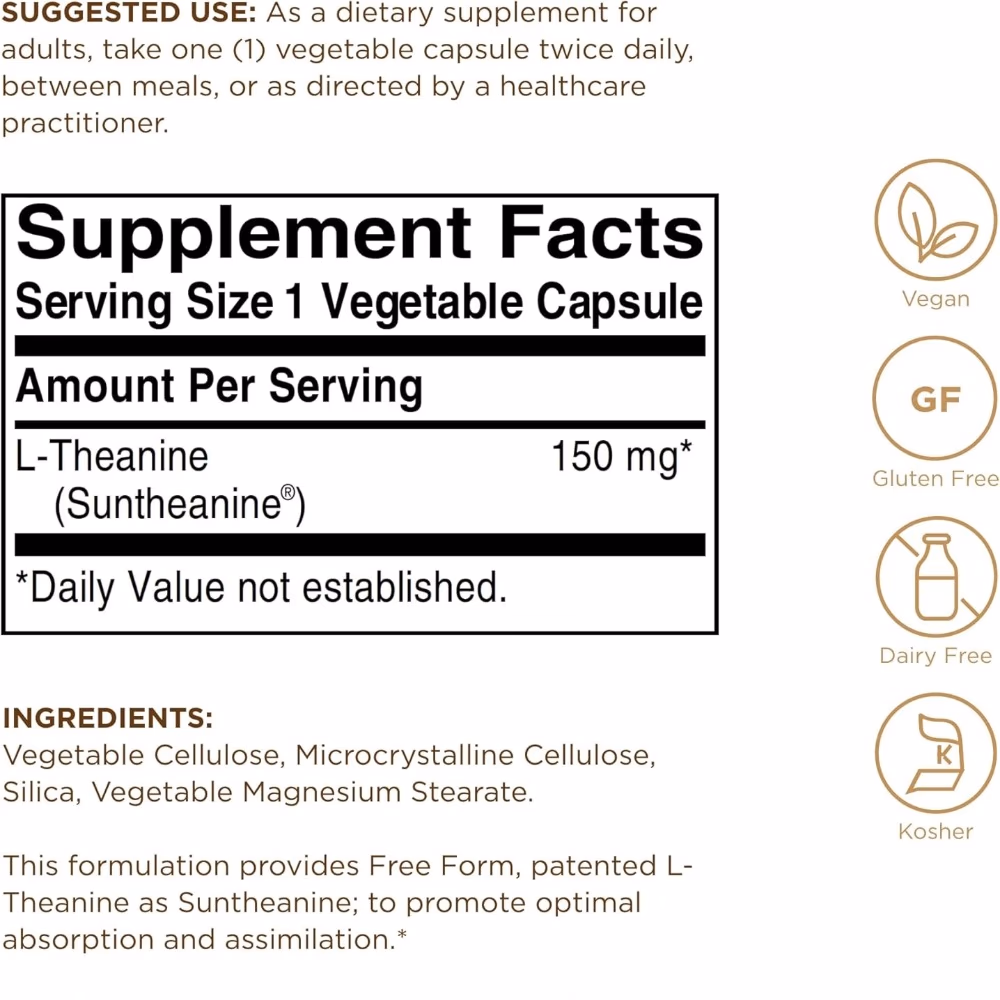 Solgar L-Theanine 150mg 60 Veg Capsules 2