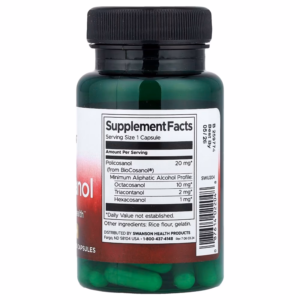 Swanson Policosanol 20mg Capsules 60s 2