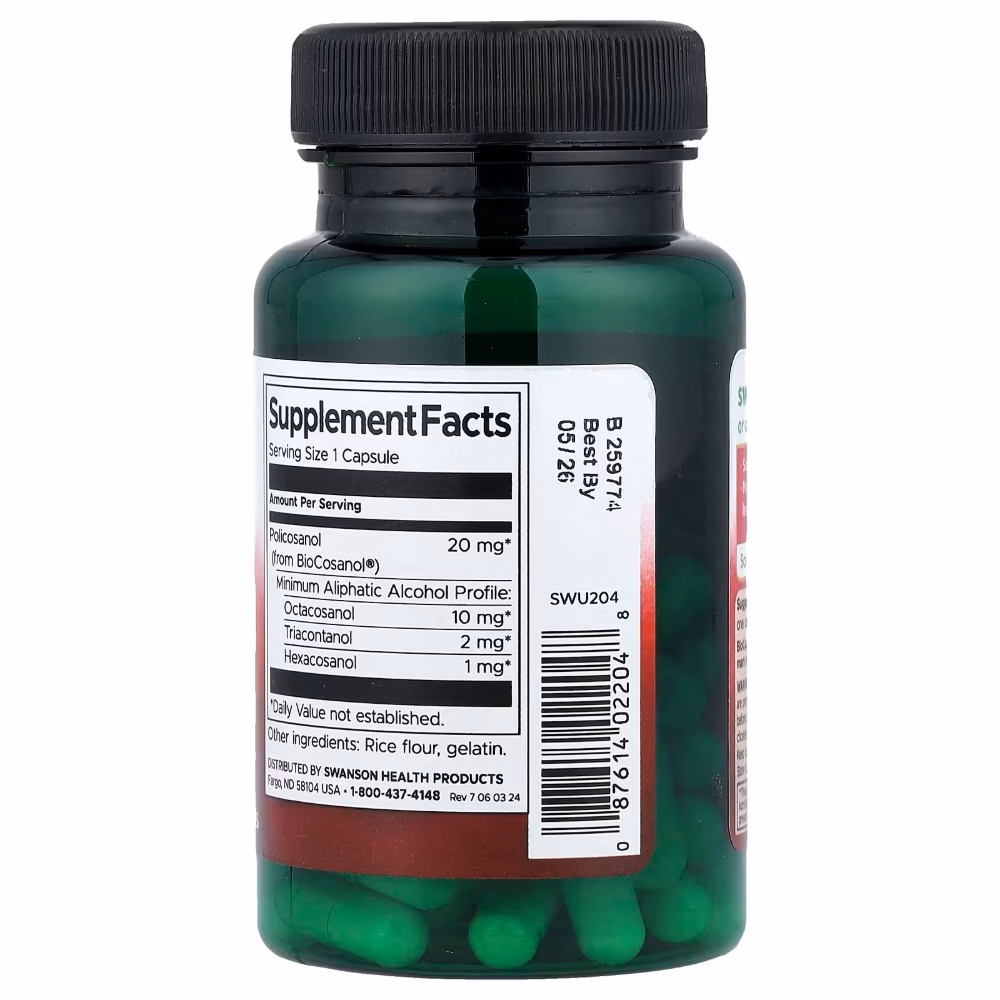 Swanson Policosanol 20mg Capsules 60s 3