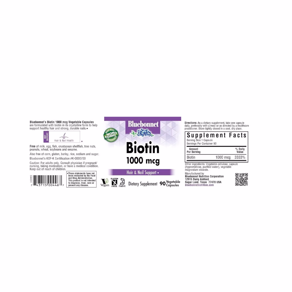 Blue Bonnet  Biotin 1000mg 90 Capsules 4