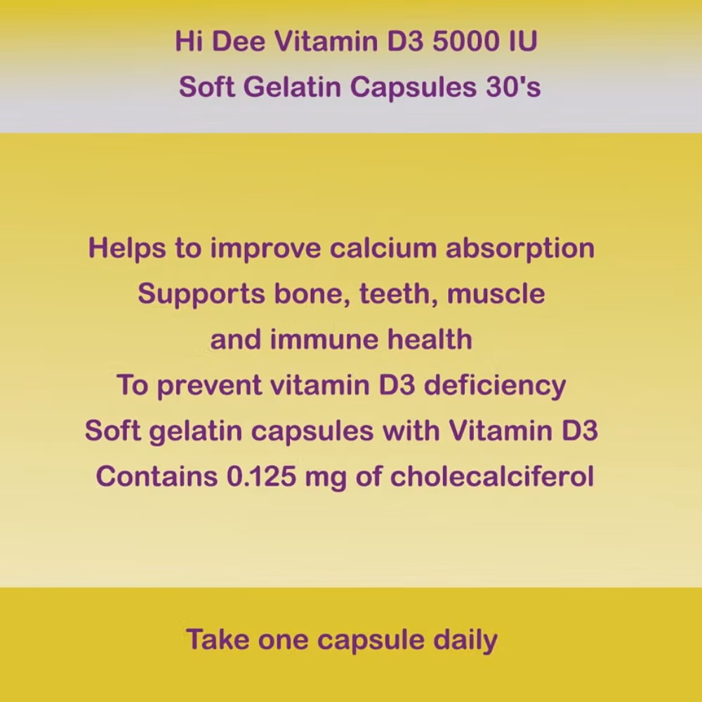 Hi Dee Vitamin D3 5000IU Capsules 30s 3