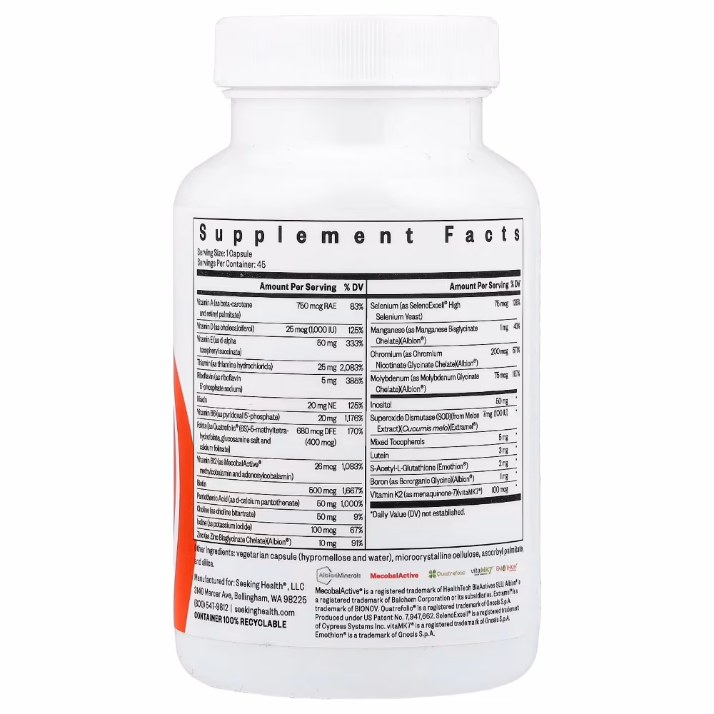 Seeking Health Multivitamin One – 45 Vegetarian Capsules 2