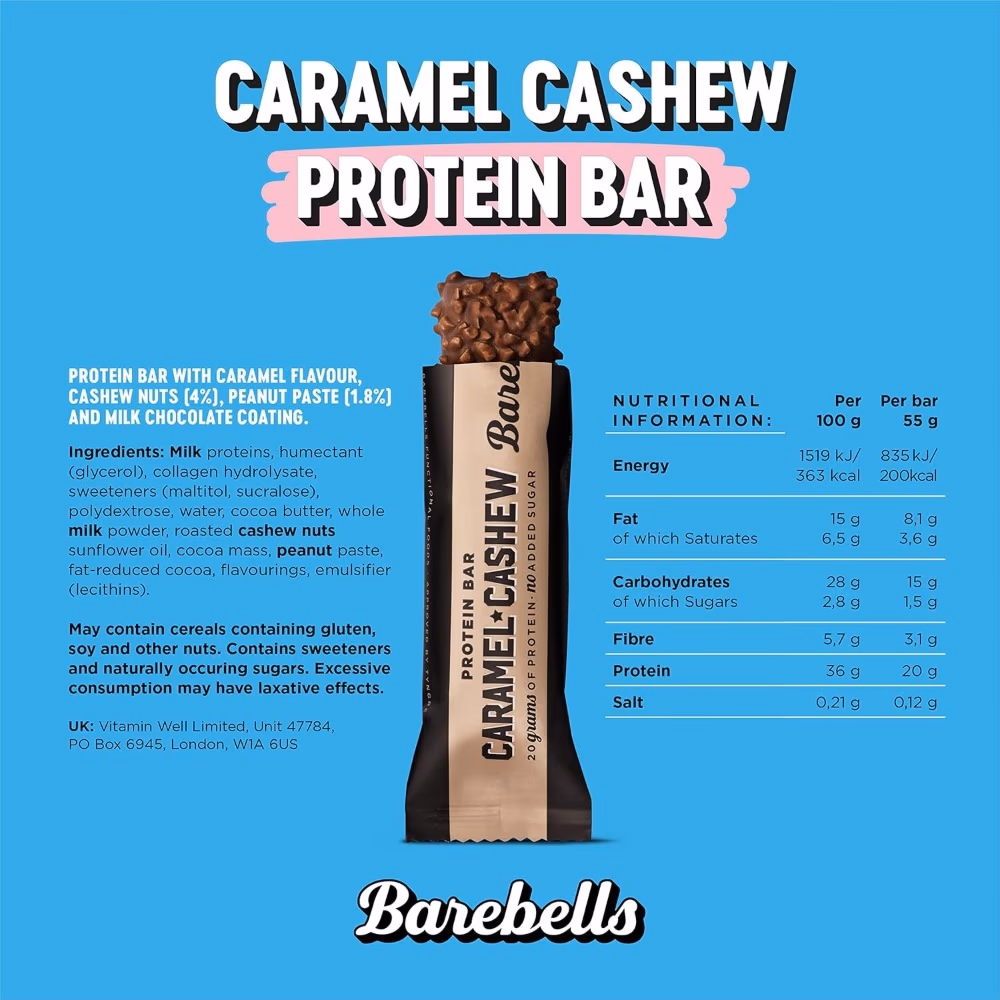 Barbells Protein Bar Caramel Cashew 55gm 2