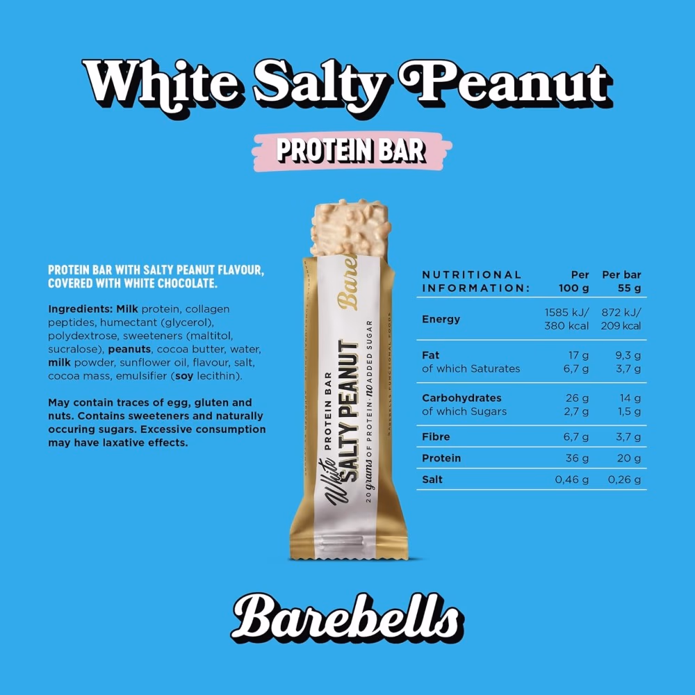 Barbells Protein Bar White Salty Peanut 55g 4