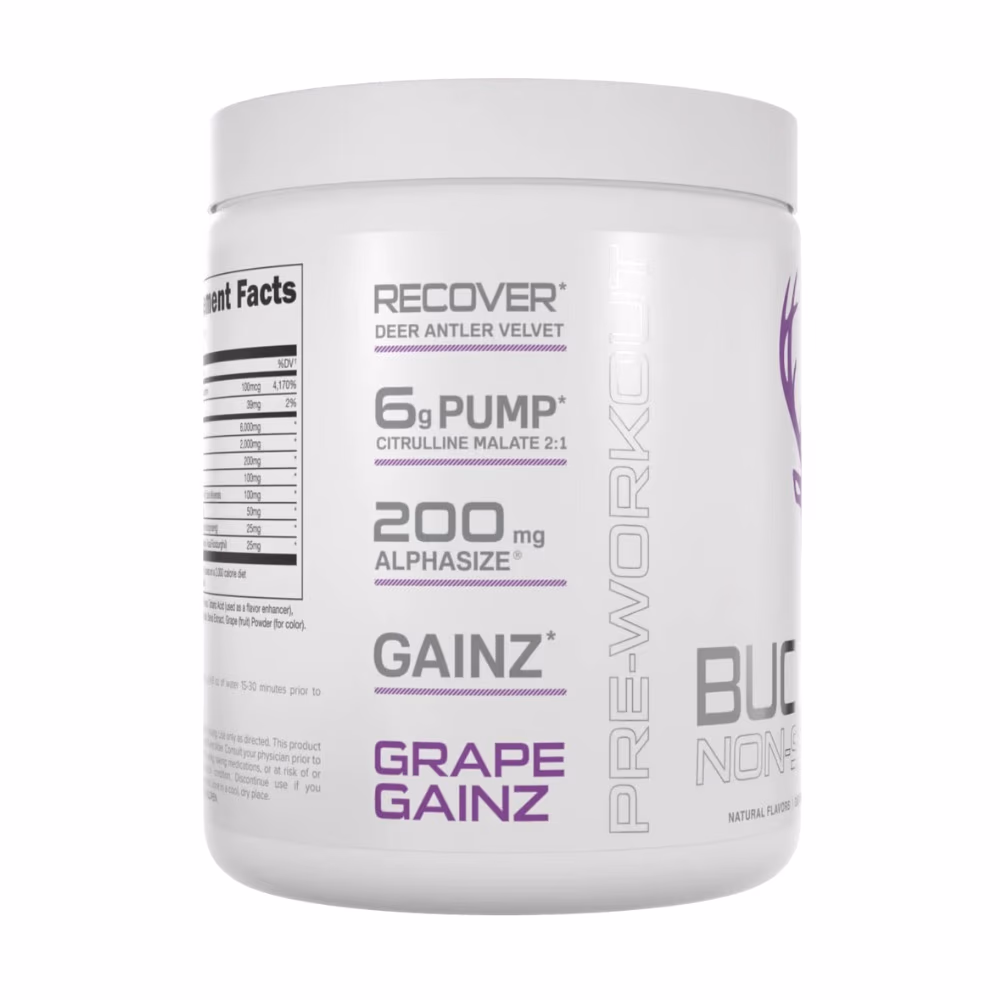 Bucked Up Pre Workout Non-Stimulant Grape Gainz 30s 2
