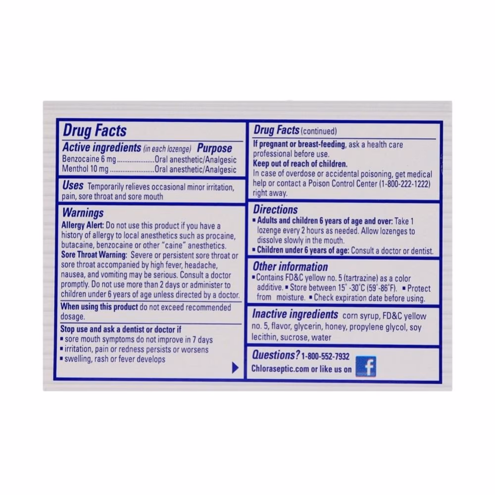 Chloraseptic Lozenge Honey Lemon 18S 2