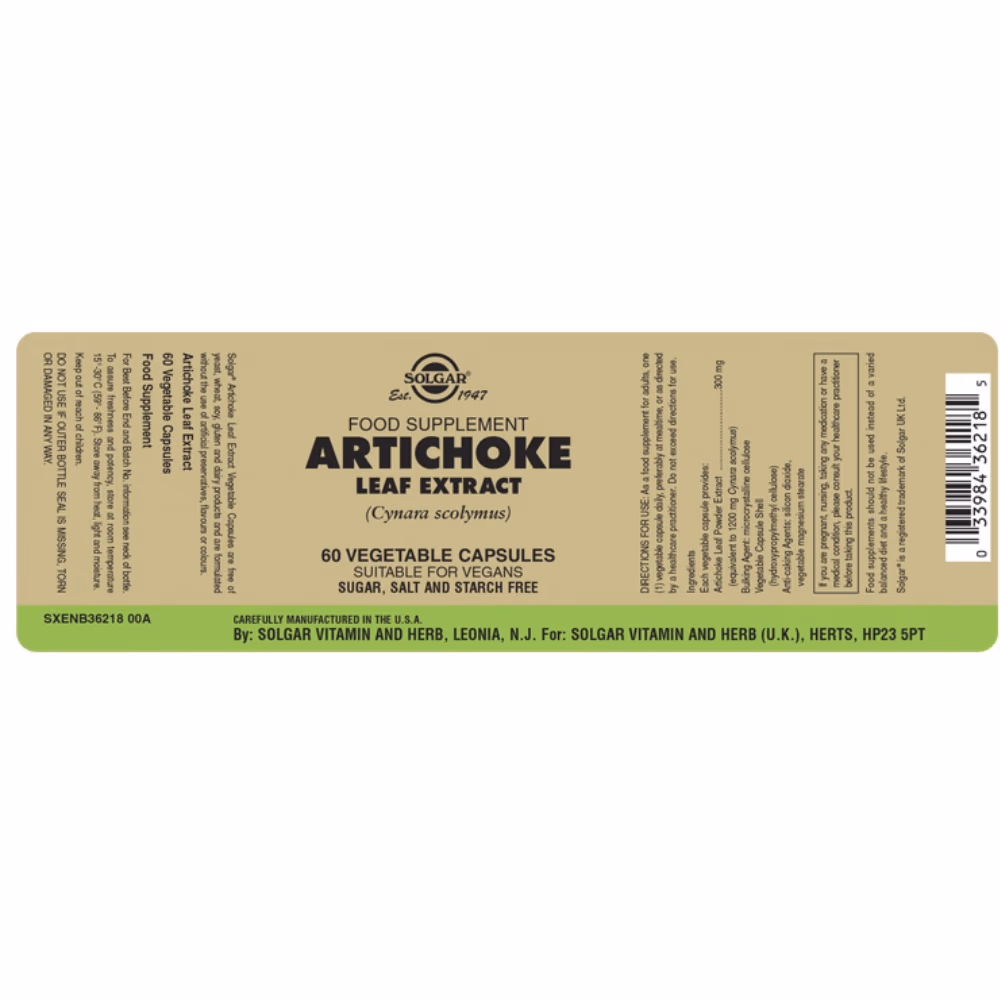 Solgar Artichoke Leaf Extract 60 Veg Capsules 2