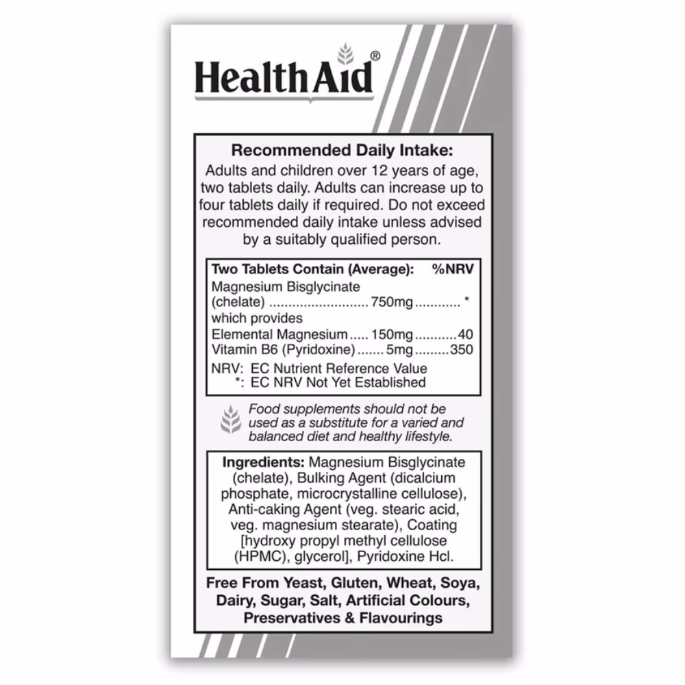 HealthAid Magnesium Bisglycinate 375mg 60 Tablets  2