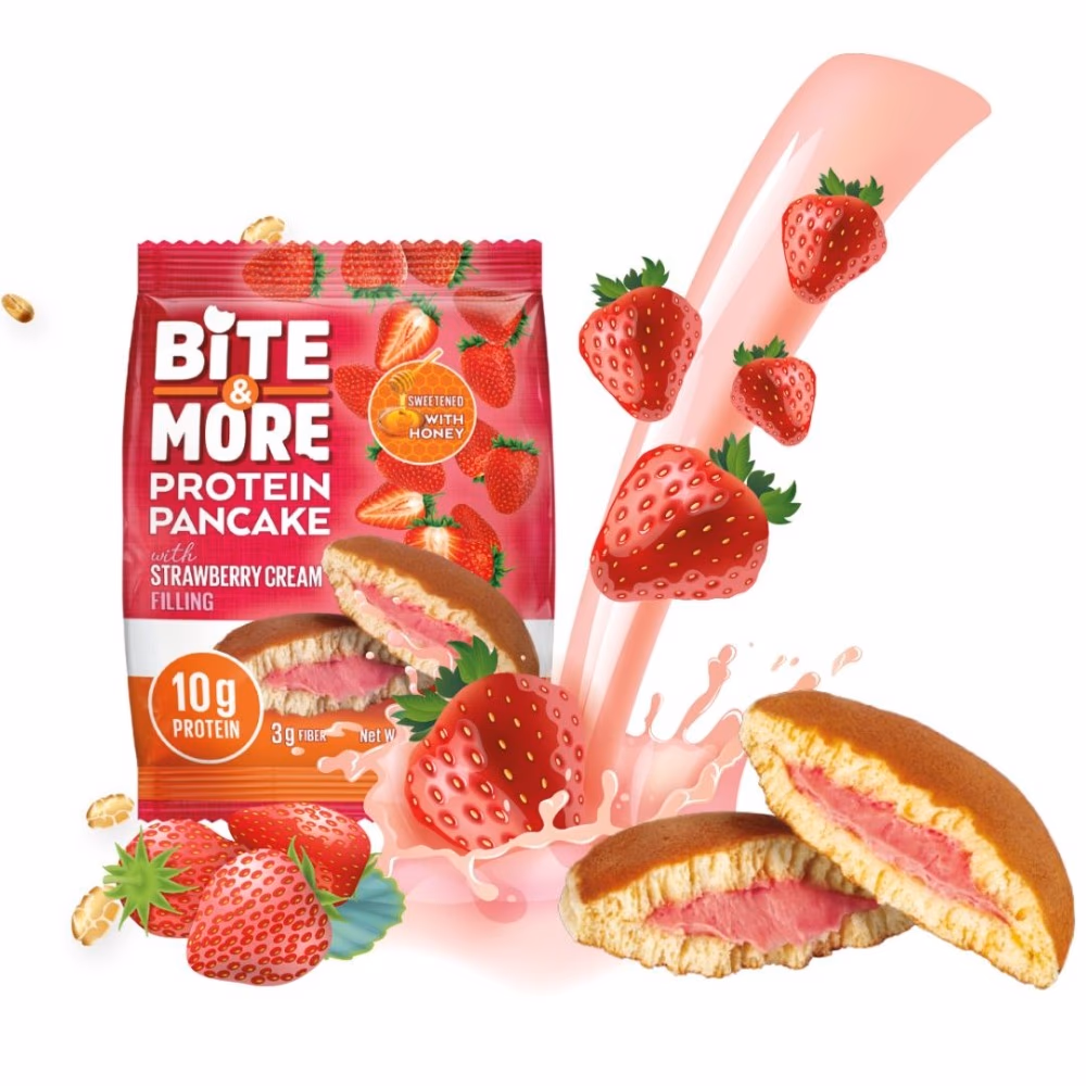 Bite & More Protein Pancake - Strawberry Cream 50g 3