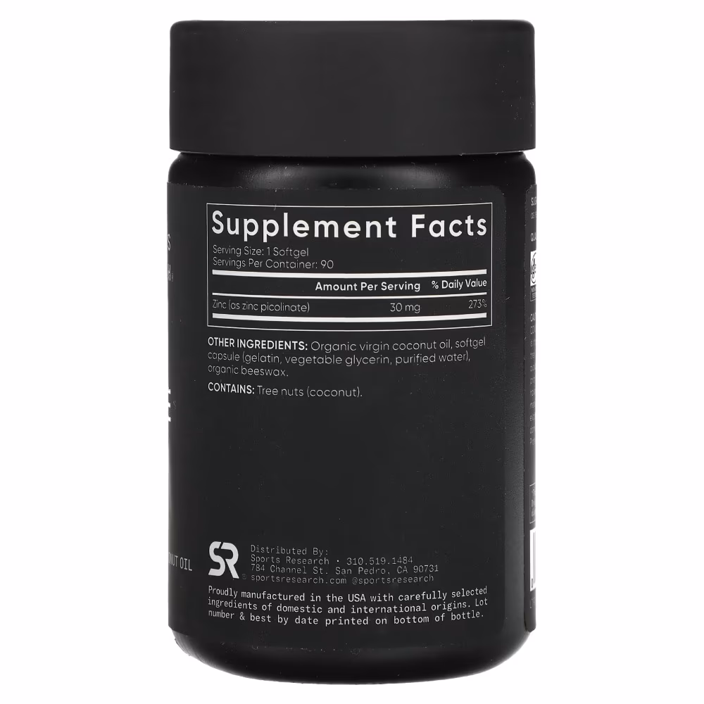Sports Research Zinc Picolinate 30mg- 90 Softgels 2