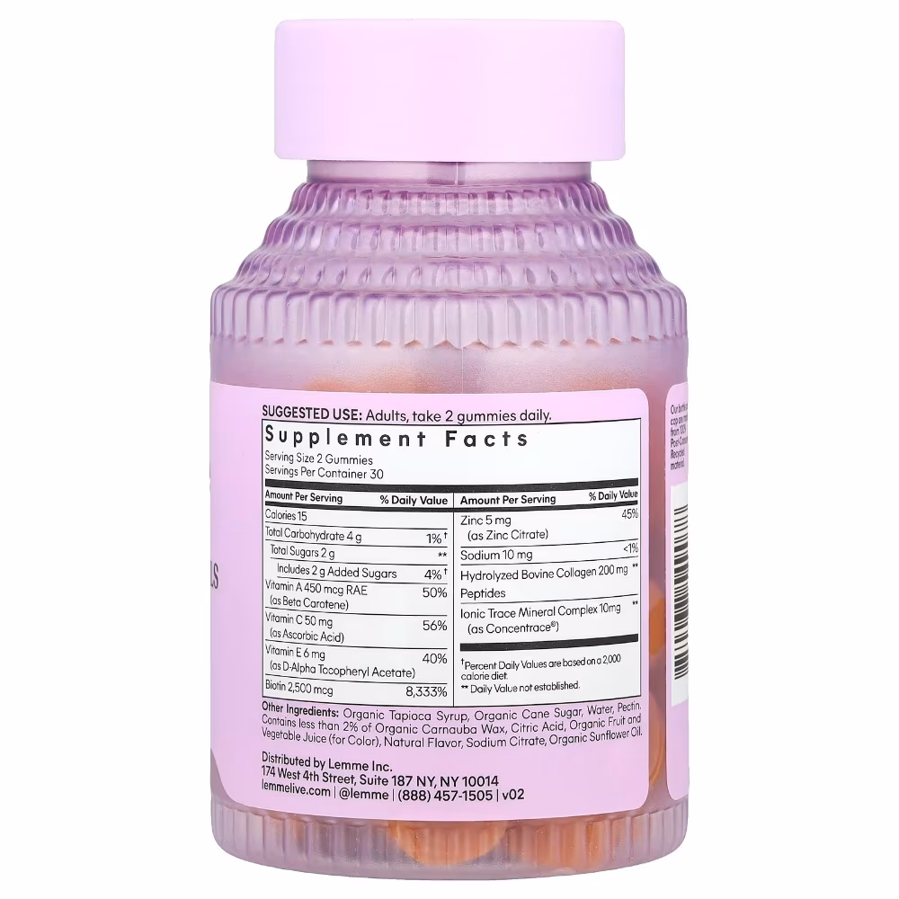 Lemme Glow Hair Skin & Nails Gummies (60 Count) 2