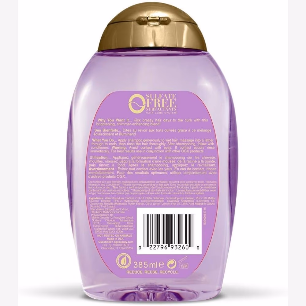 OGX Lavender Platinum Shampoo 385ML 2