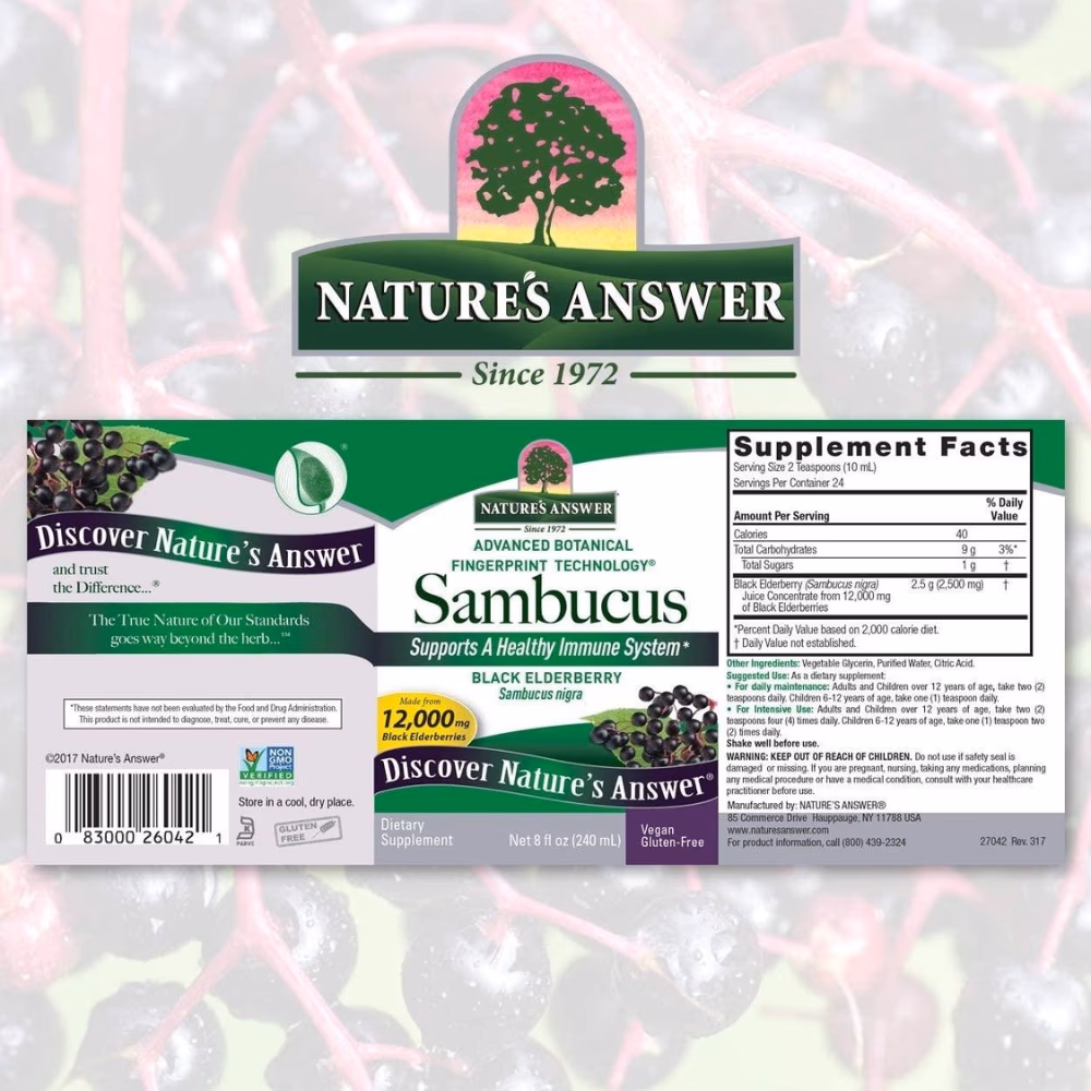 Natures Answer Sambucus Immune Black Elderberry Liquid-240 ml 4