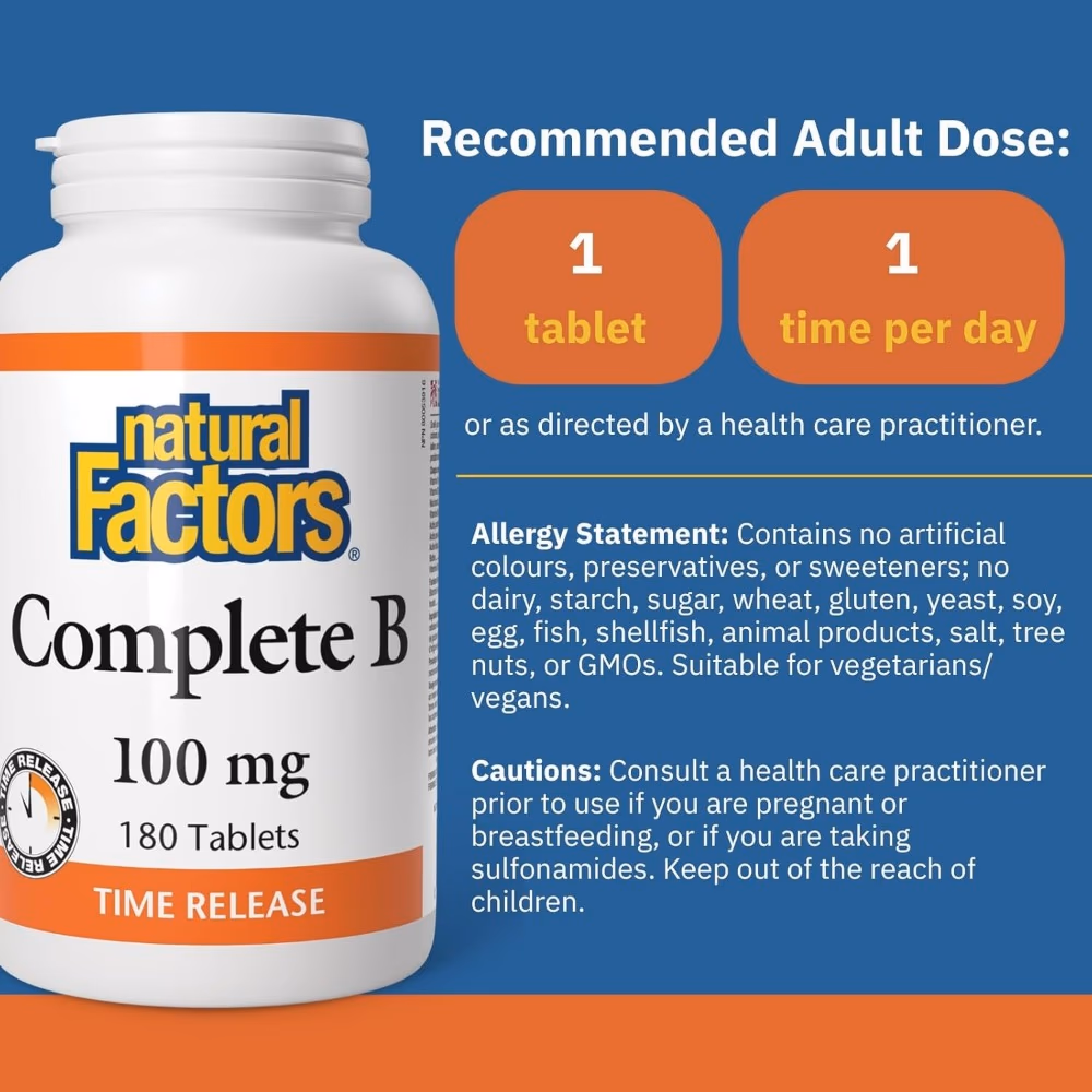 Natural Factors Complete B 100mg 180 Tablets 2