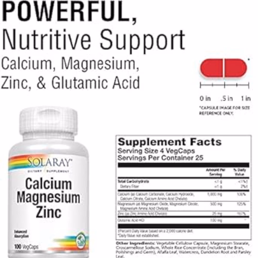 Solaray Calcium Magnesium Zinc-100 Capsules 3