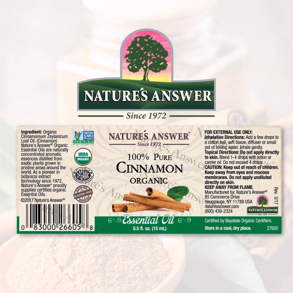 Natures Answer Organic Cinnamon Essential Oil 15ml 4