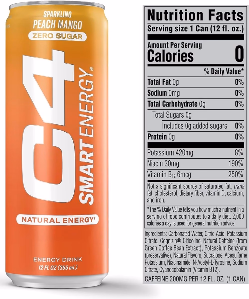 Cellucor C4 Smart Energy Drink 355ml - Peach Mango Flavour 2
