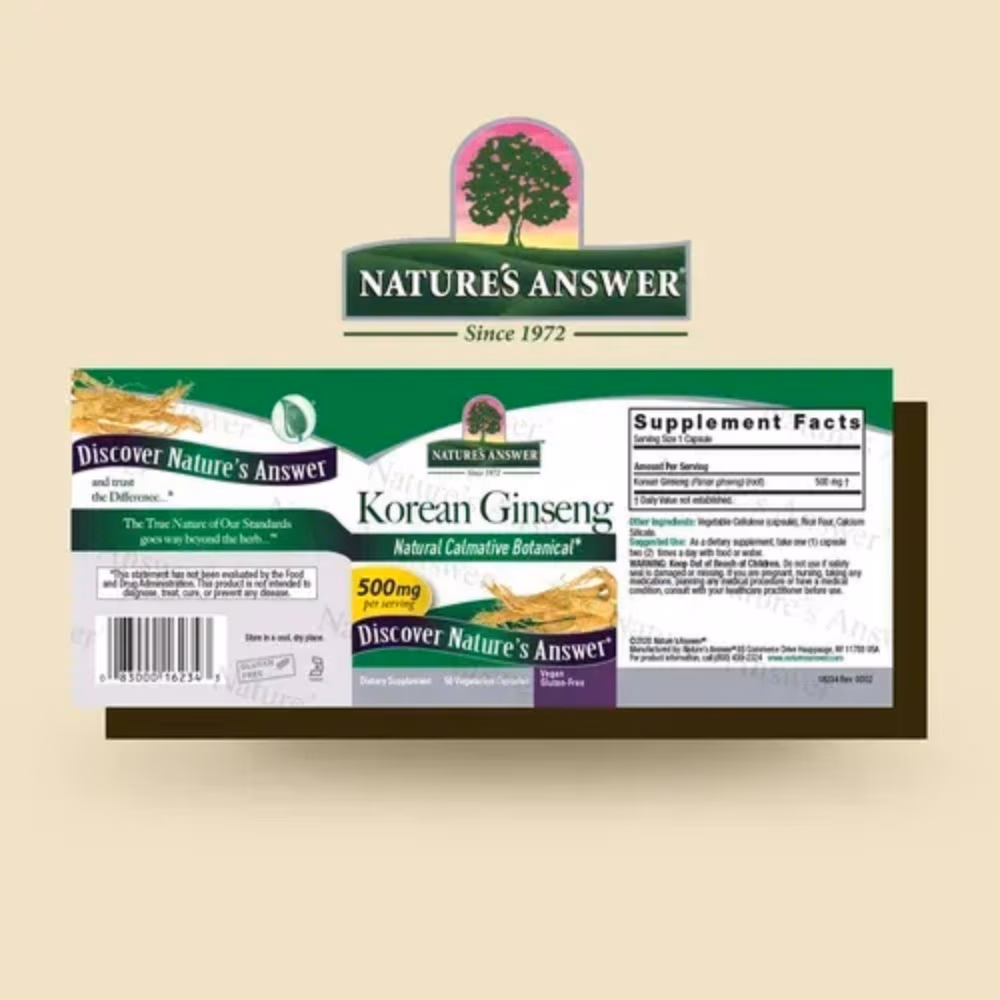 Natures Answer Korean Ginseng 500mg-50 Capsules 3