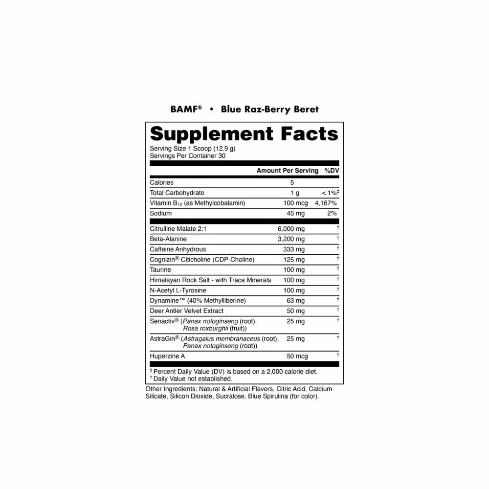  Bucked Up BAMF High Stimulant Nootropic Pre-Workout – 30 Servings, White Gummy Deer 3