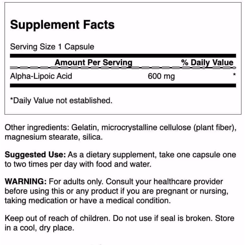 Swanson Alpha Lipoic Acid 600Mg -60 Capsules 2