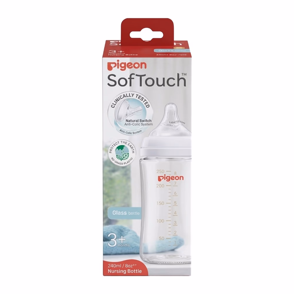Pigeon SofTouch Glass Nursing Bottle 3+ Months 240ml 3