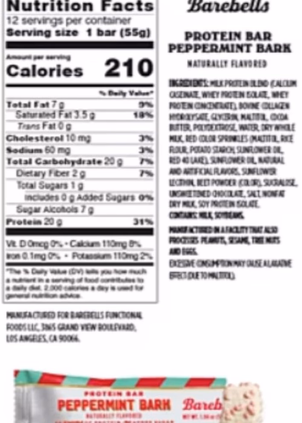 Barebells Peppermint Bark Protein Bar 55g – High Protein Chocolate Mint Bar 3