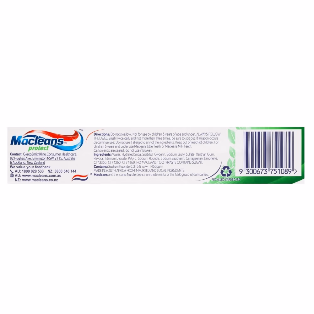 Macleans Protect Mild Mint Toothpaste 90g 2