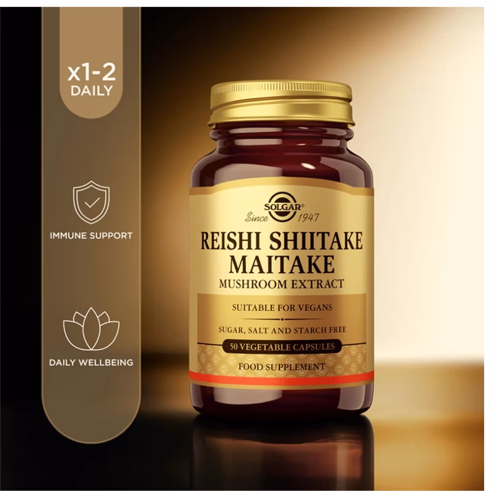 Solgar Reishi Shiitake Maitake Mushroom Extract 50 Vegetable Capsules 2