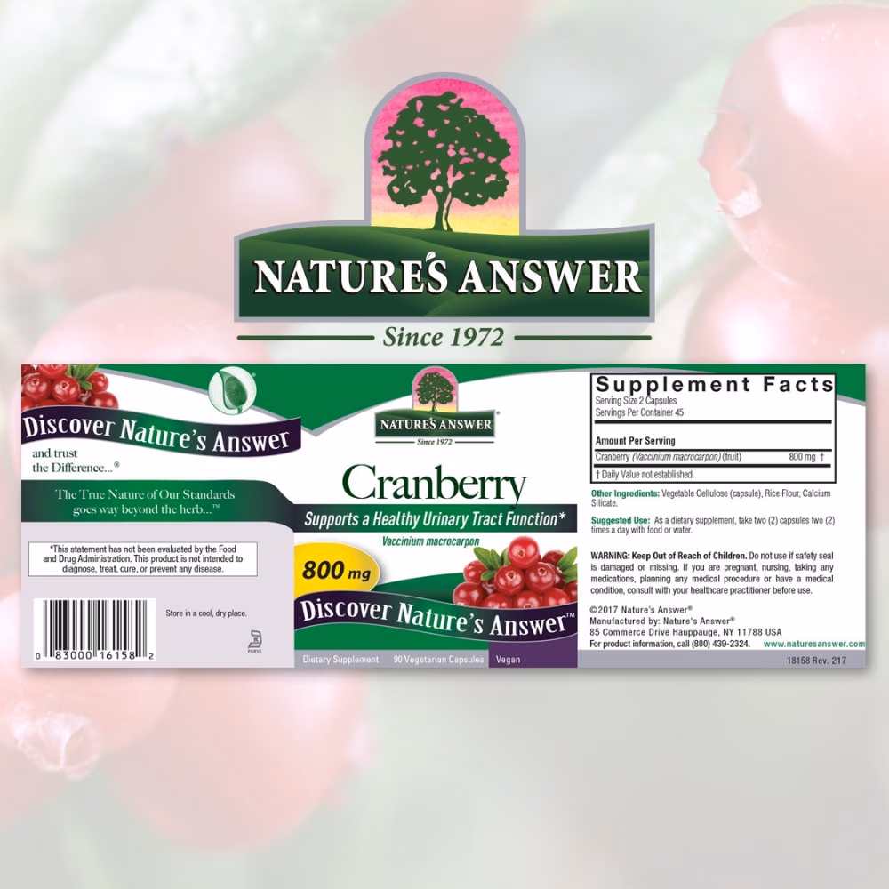 Natures Answer Cranberry 800mg – 90 Vegetarian Capsules 4
