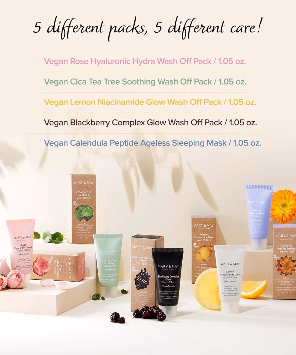 Mary And May Vegan Wash Off Mask Mini Gift Set 4