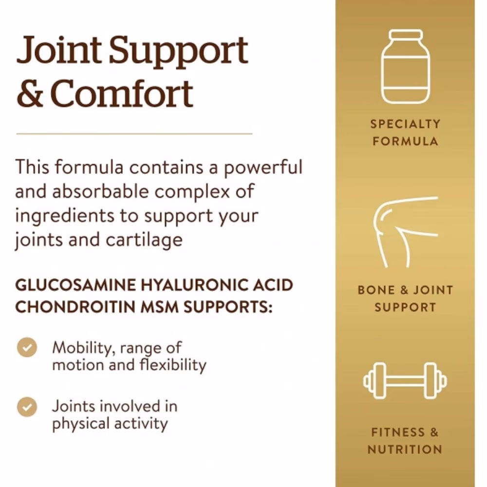 Solgar Glucosamine Hyaluronic Acid Chondroitin + MSM 60 Tabs 3