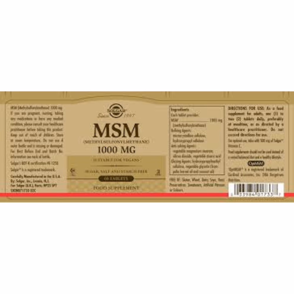 Solgar MSM 1000mg -120 Tablets 3
